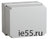 Коробка КМ41344 распаячная для о/п 240х195х165 мм IP55 (RAL7035, монт. плата, кабельные вводы 5 шт
