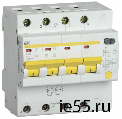 Диф.автомат АД14S 4Р 25А 300мА IEK
