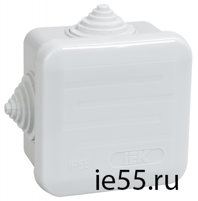 Коробка КМ41236 распаячная для о/п 70х70х40 мм IP44 (RAL7035, 4 гермоввода, защелкивающаяся крышка