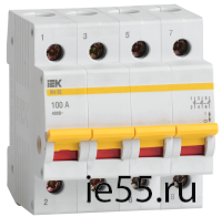 Выключатель нагрузки (мини-рубильник) ВН-32 4Р 100А ИЭК
