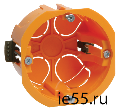 Коробка КМ40022 установочная d65х45мм для полых стен (с саморезами и пластиковыми лапками)