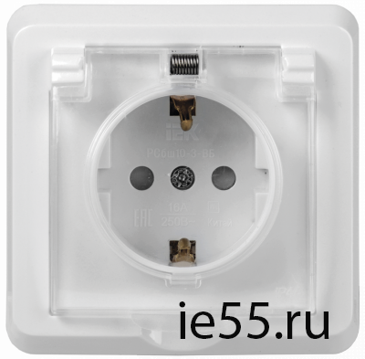 РСбш10-3-ВБ Розетка 1-ая з/к з/ш кр. 16А IP44 ВЕГА белый IEK