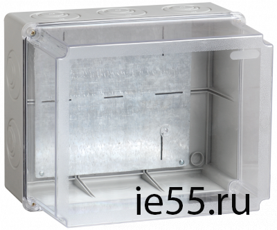 Коробка КМ41348 распаячная для о/п 240х195х165 мм IP55 (RAL7035, монт. плата, кабельные вводы 5 шт