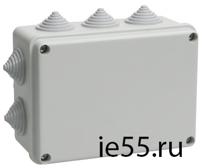 Коробка КМ41242 распаячная для о/п 150х110х70 мм IP55 (RAL7035, 10 гермовводов)
